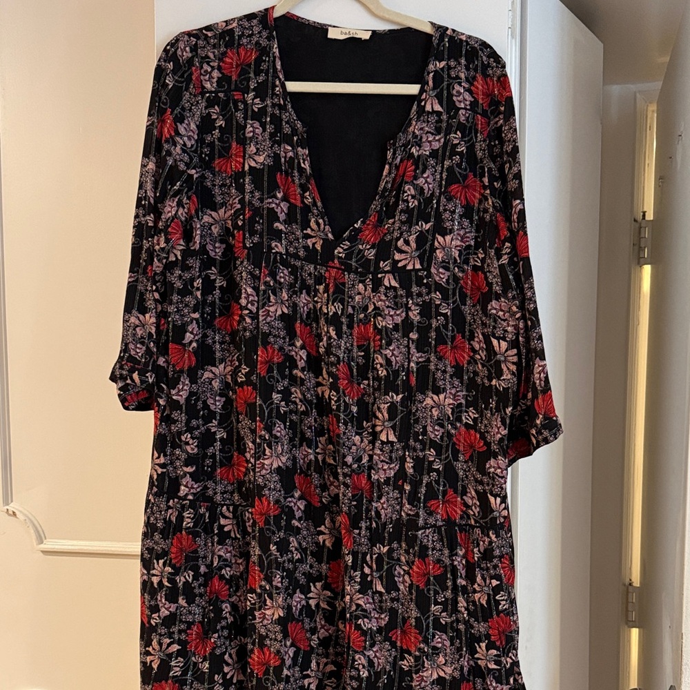 Ba&sh Elegant Black and Purple Patterned Dress